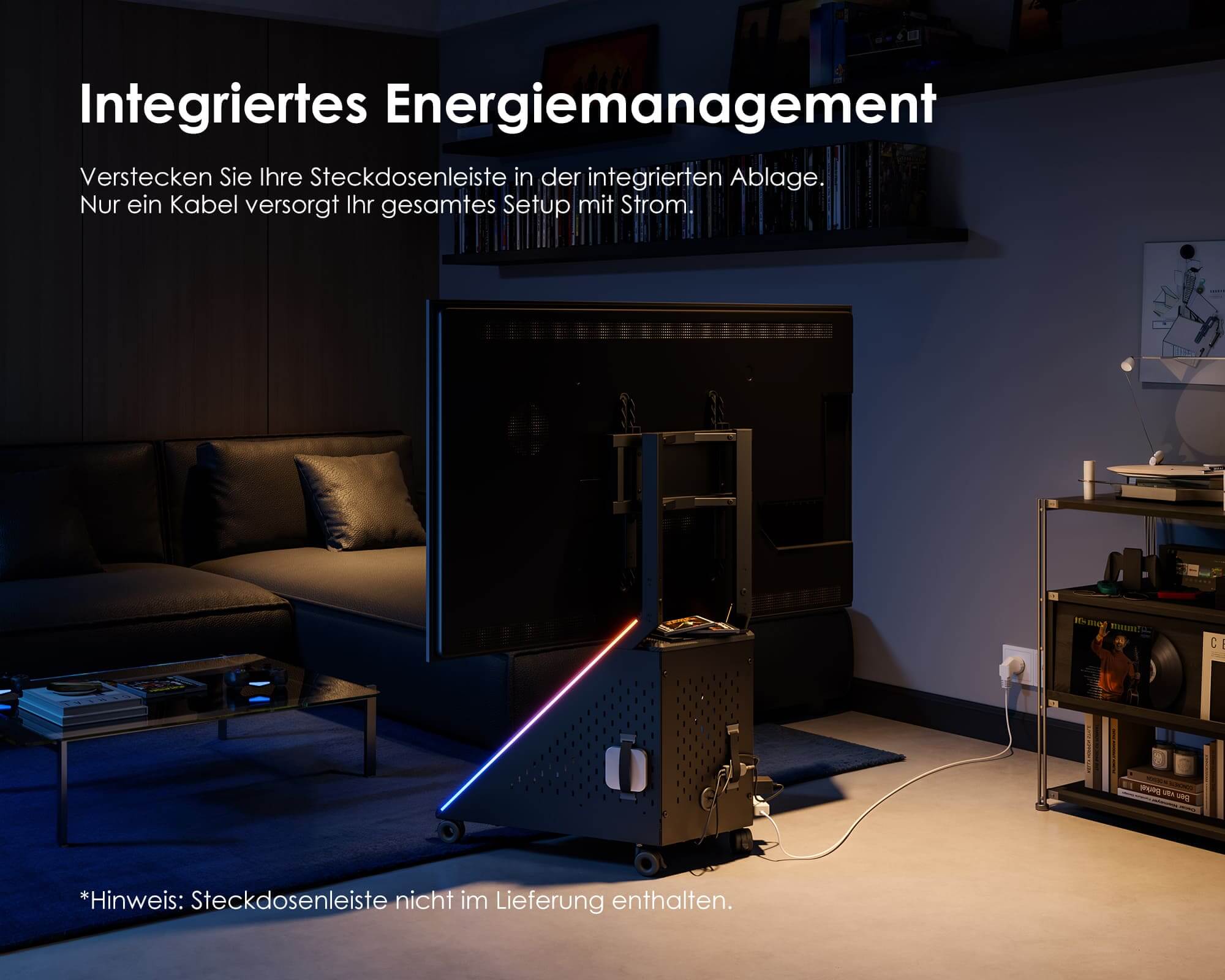 Stand for TV 32–65 inches with built-in cable management for a tidy gaming area