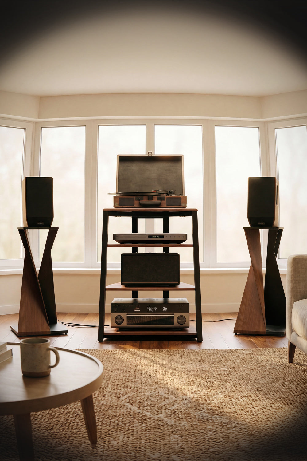 HIFI Rack und Speakerstand Walnut FITUEYES