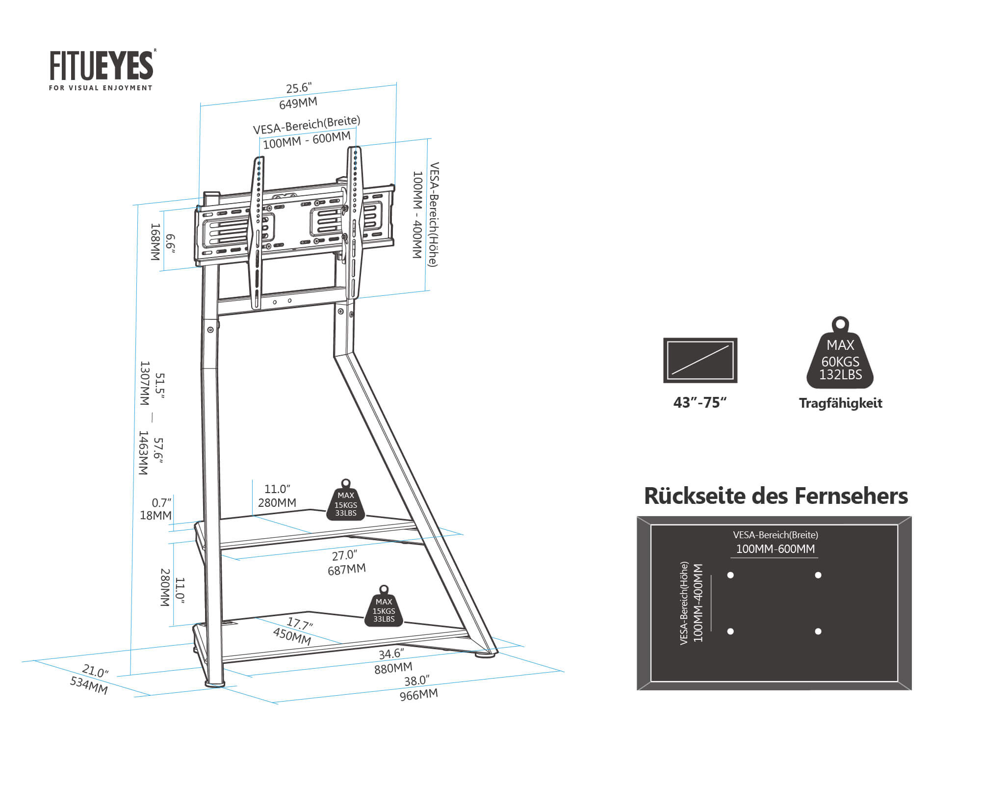 Eiffel TV-Standaard met Wielen