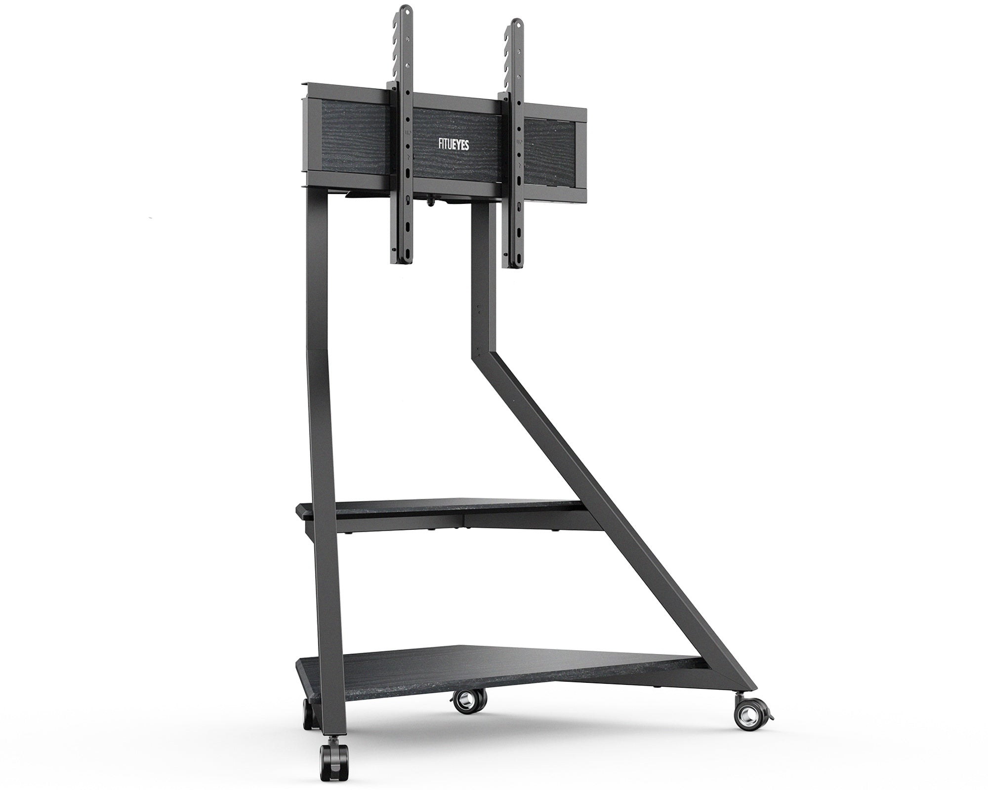 Schwarzer Fernseher Ständer aus Metall und Holz