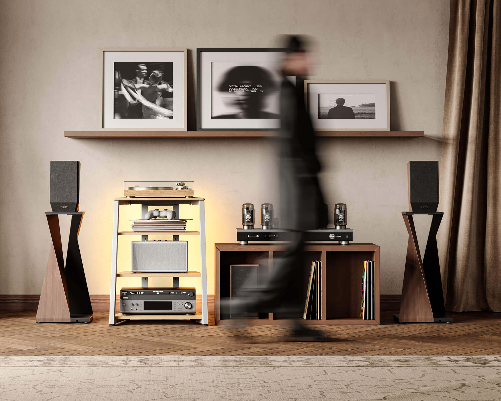 Eiffel V2 AS06 LED HIFI Rack mit Steckdose