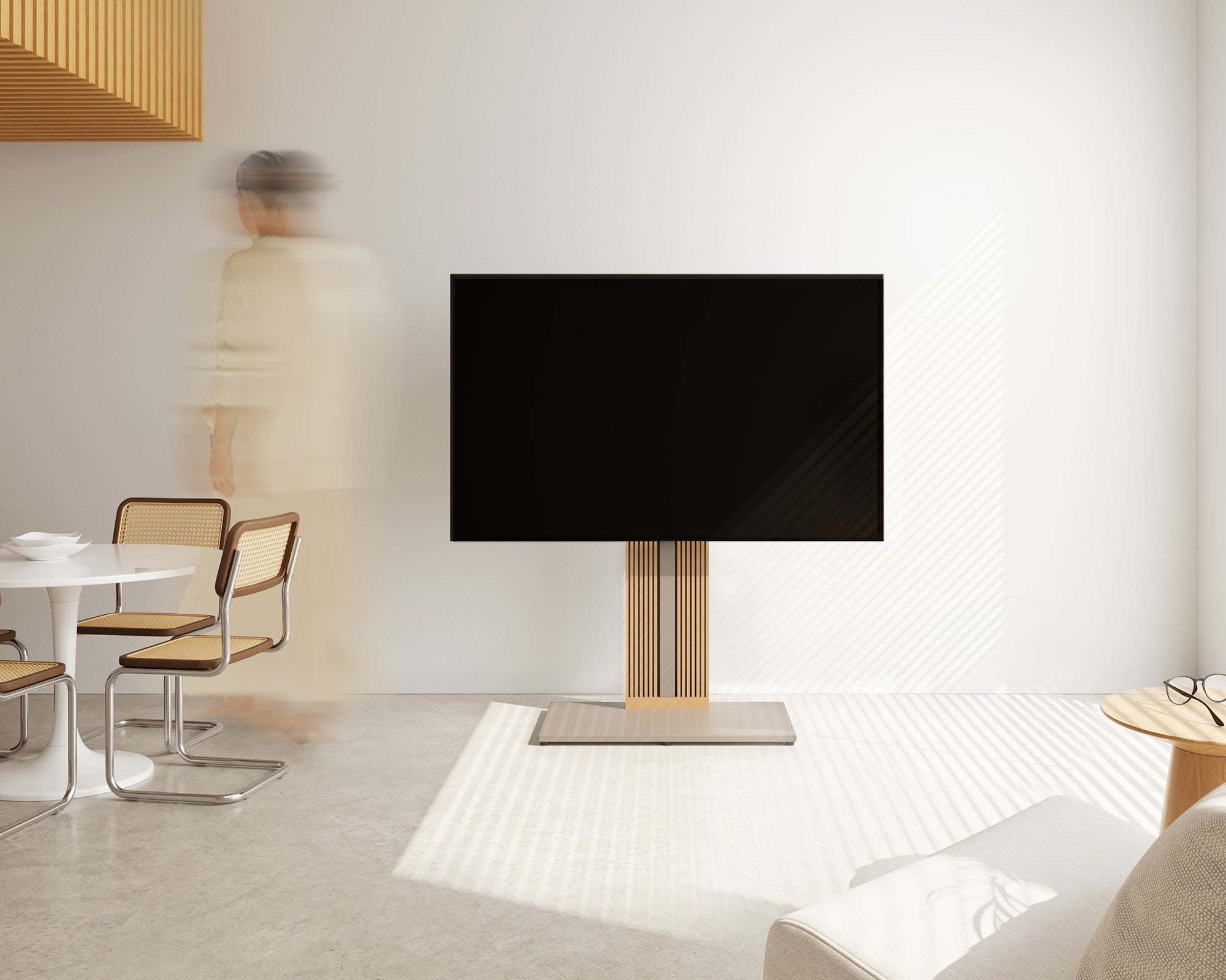 Kamelfarbener TV-Ständer im Esszimmer