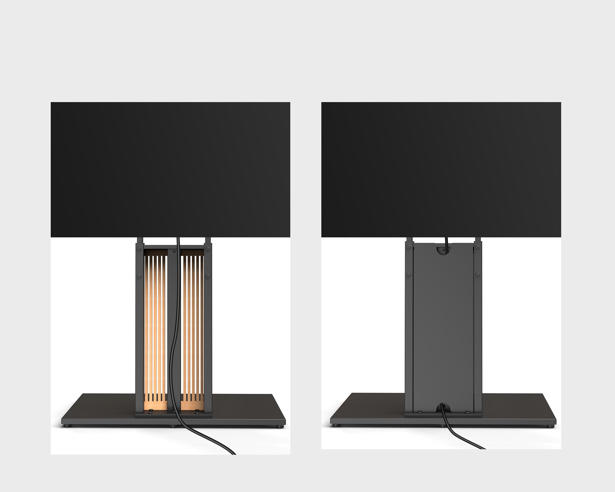 Schwarzer TV-Ständer mit versteckter Kabelführung