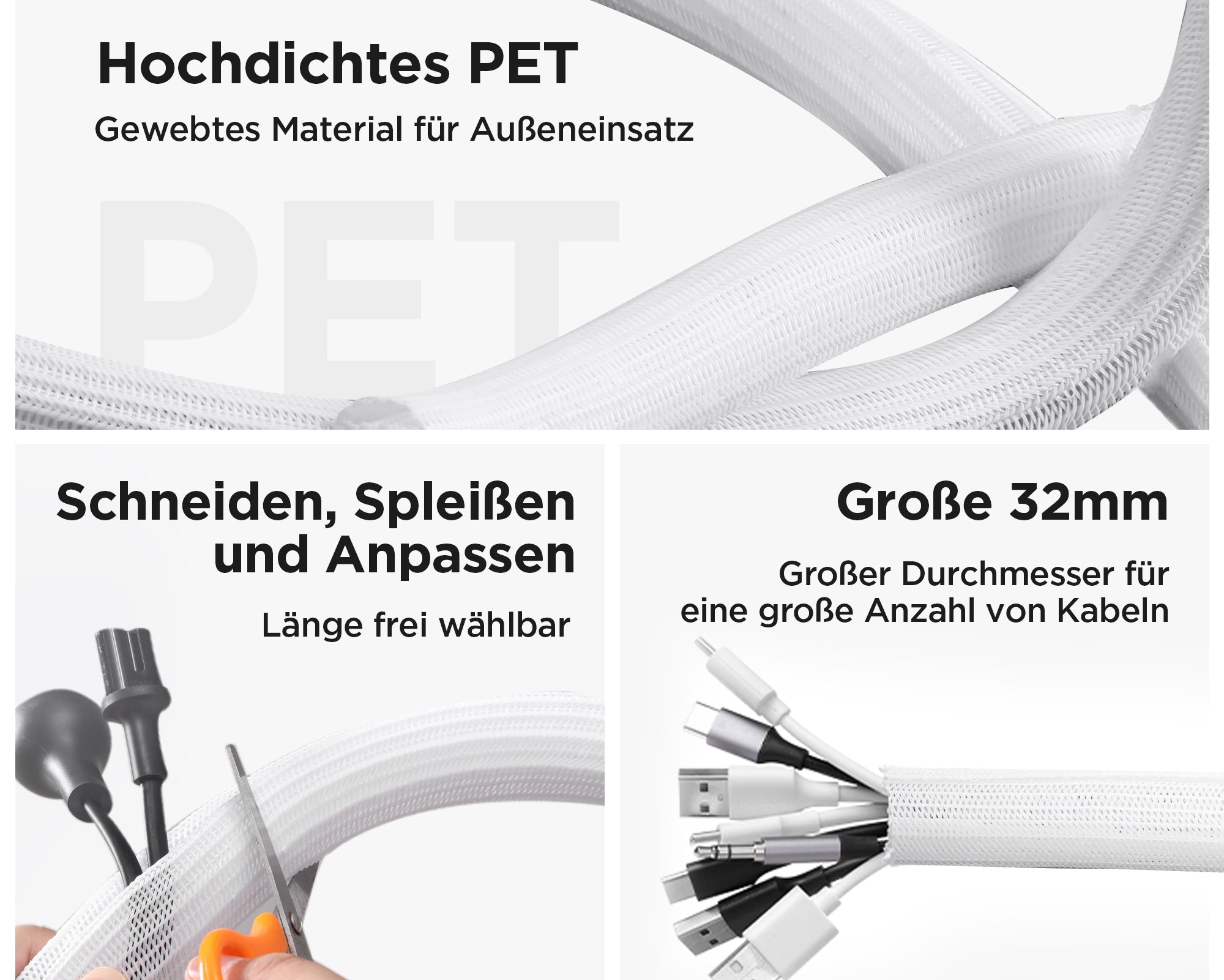 TV Cable Management | 2M/6.5FT Φ32mm