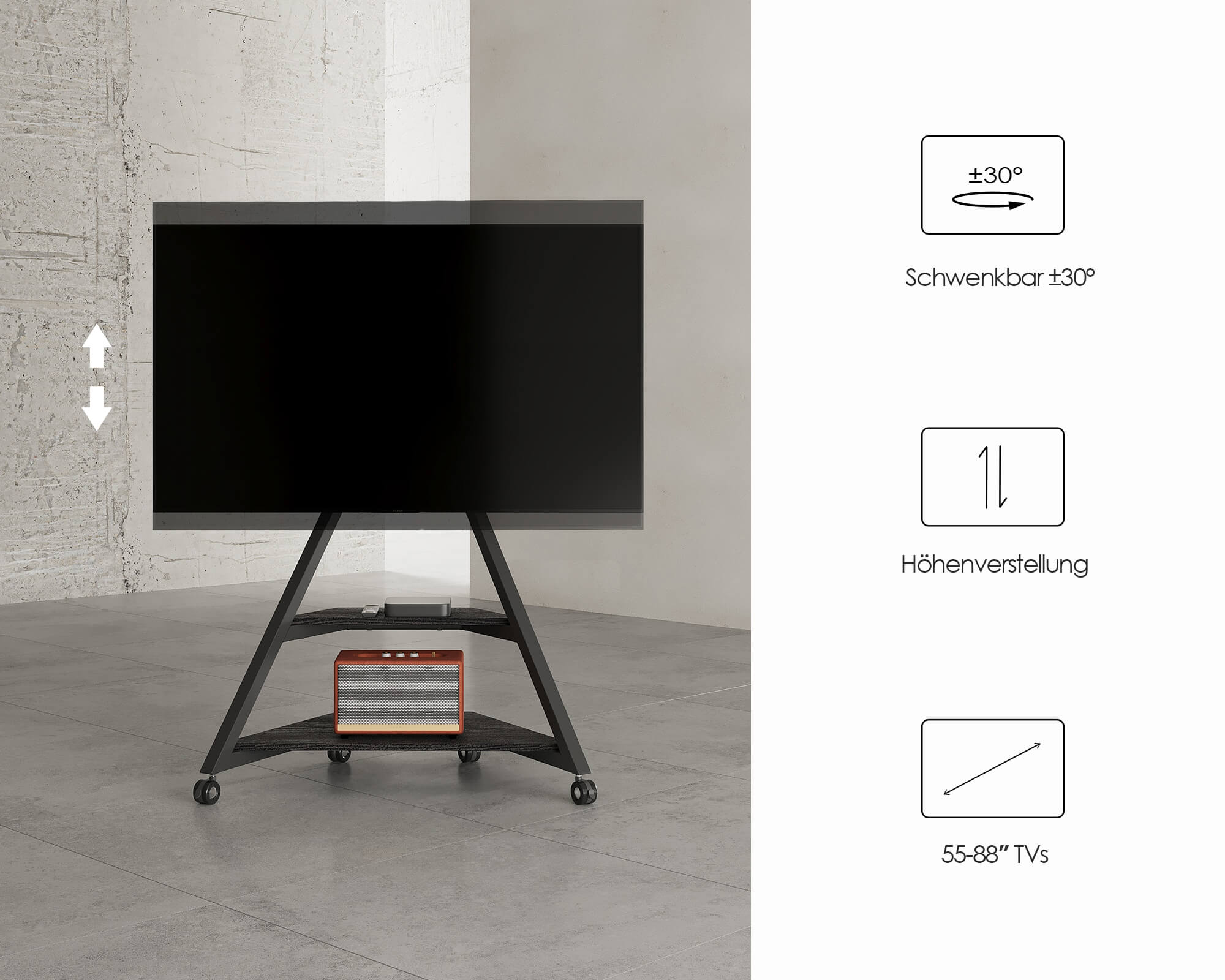 Eiffel V2 FT88 Soporte para TV con Ruedas