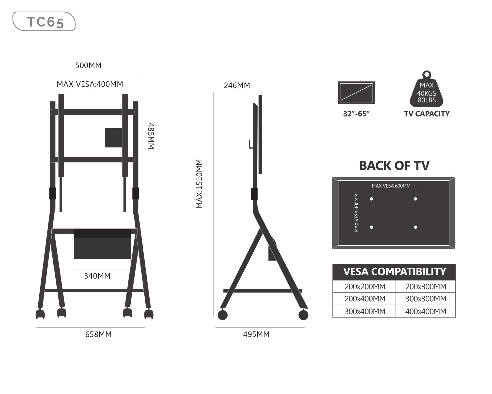 Collector TC65 Soporte para TV con Ruedas