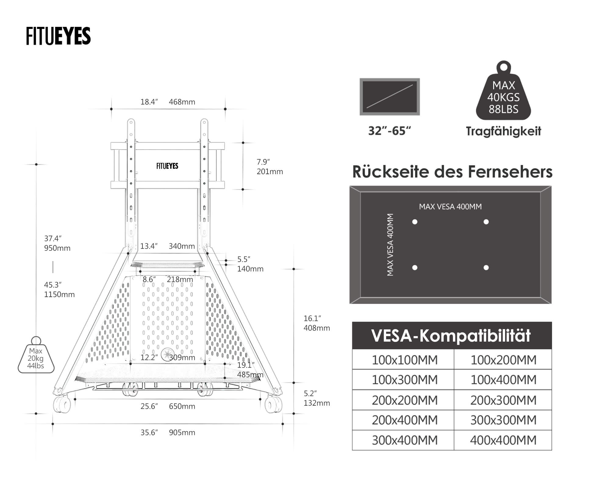 Eiffel Gaming FT65 TV Stand with Wheels