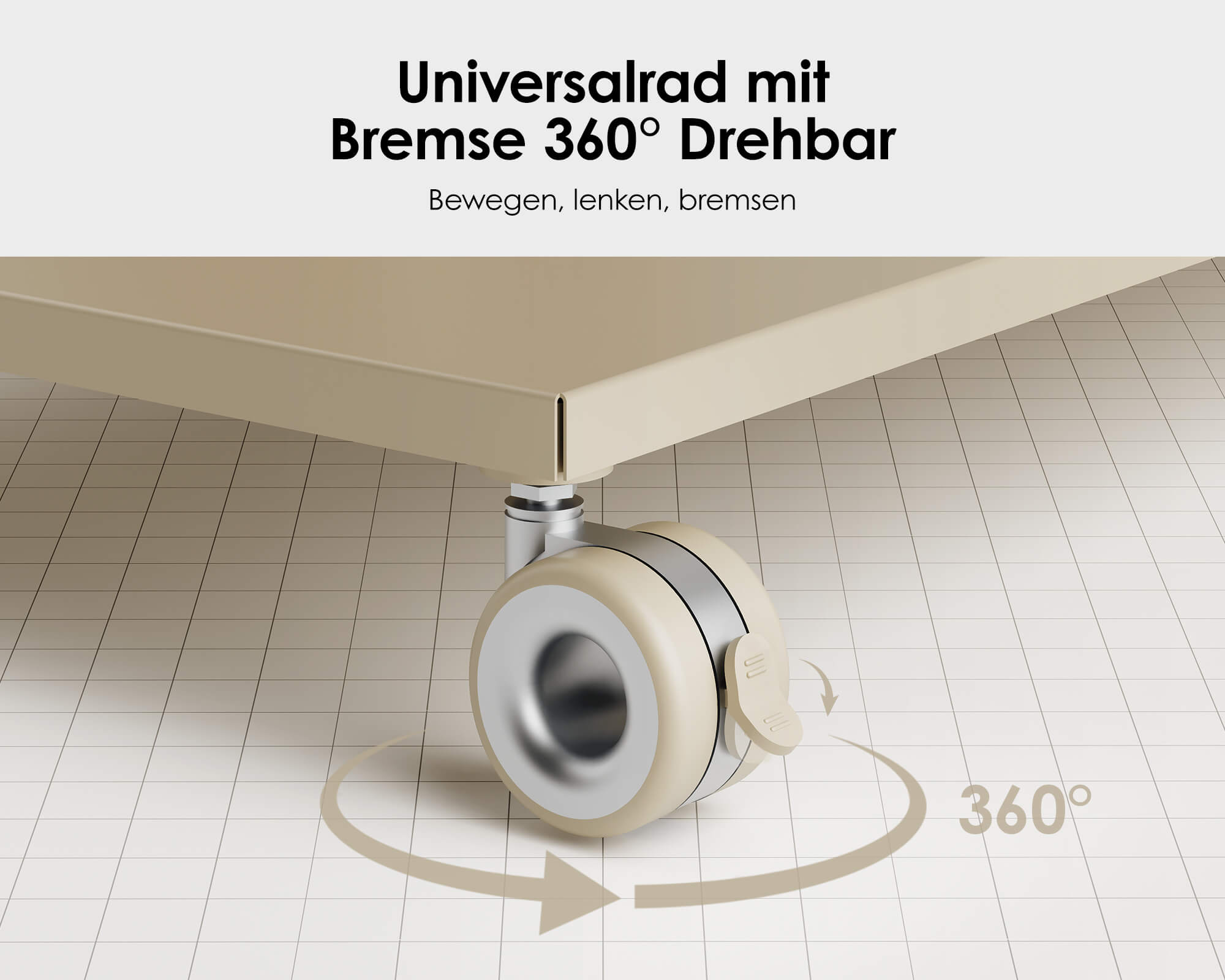 Roulettes universelles avec frein pour parquet en bois (4 pièces)