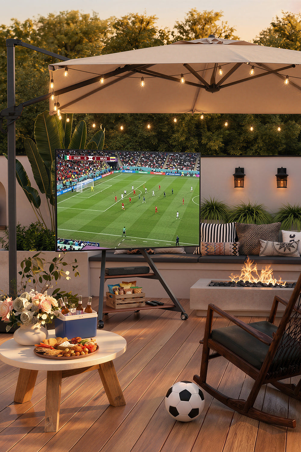 Eiffel tragbarer Outdoor-TV-Ständer im Garten FITUEYES