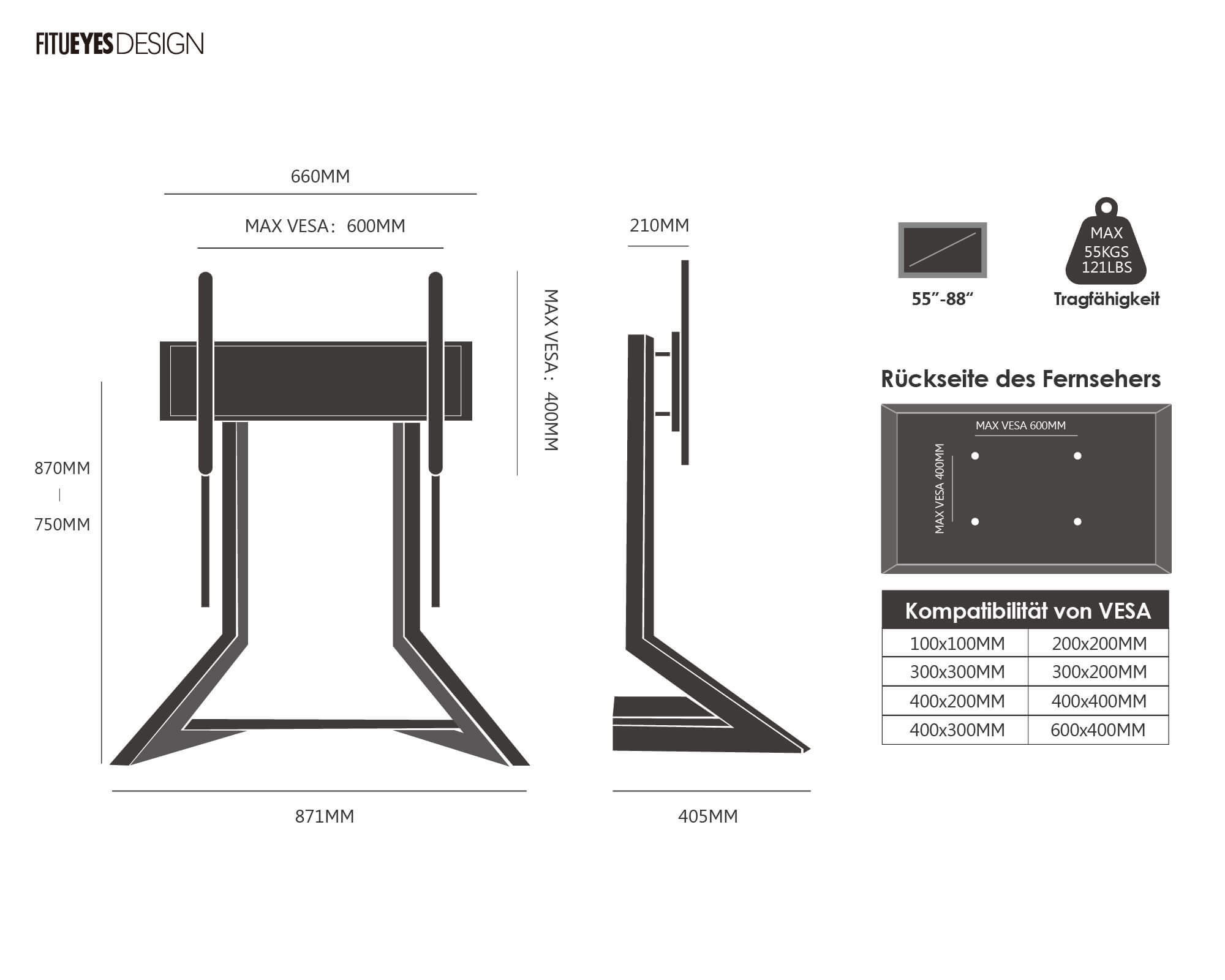 Eiffel V2 TT88 Tabletop TV Stand