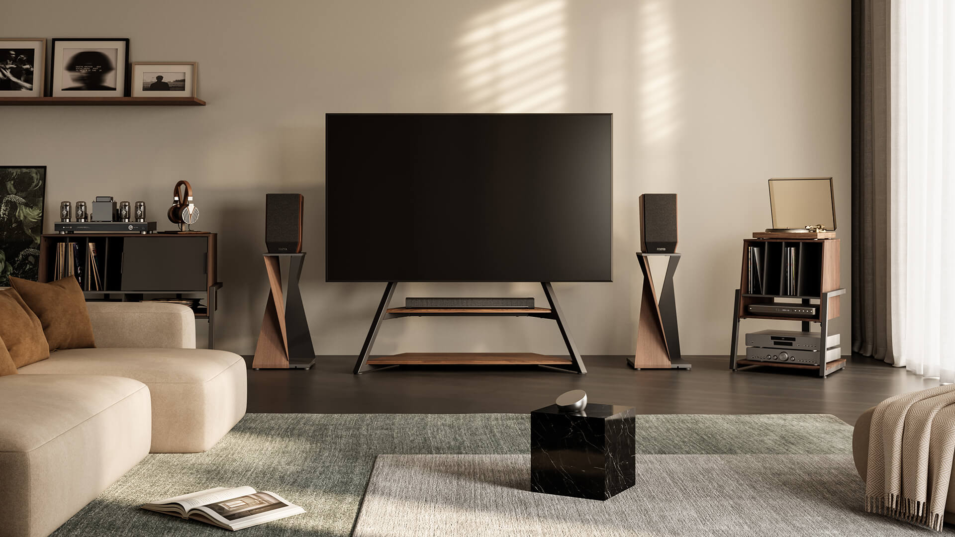 Eiffel TV-Ständer für 75-100 Zoll und Audio Ständer