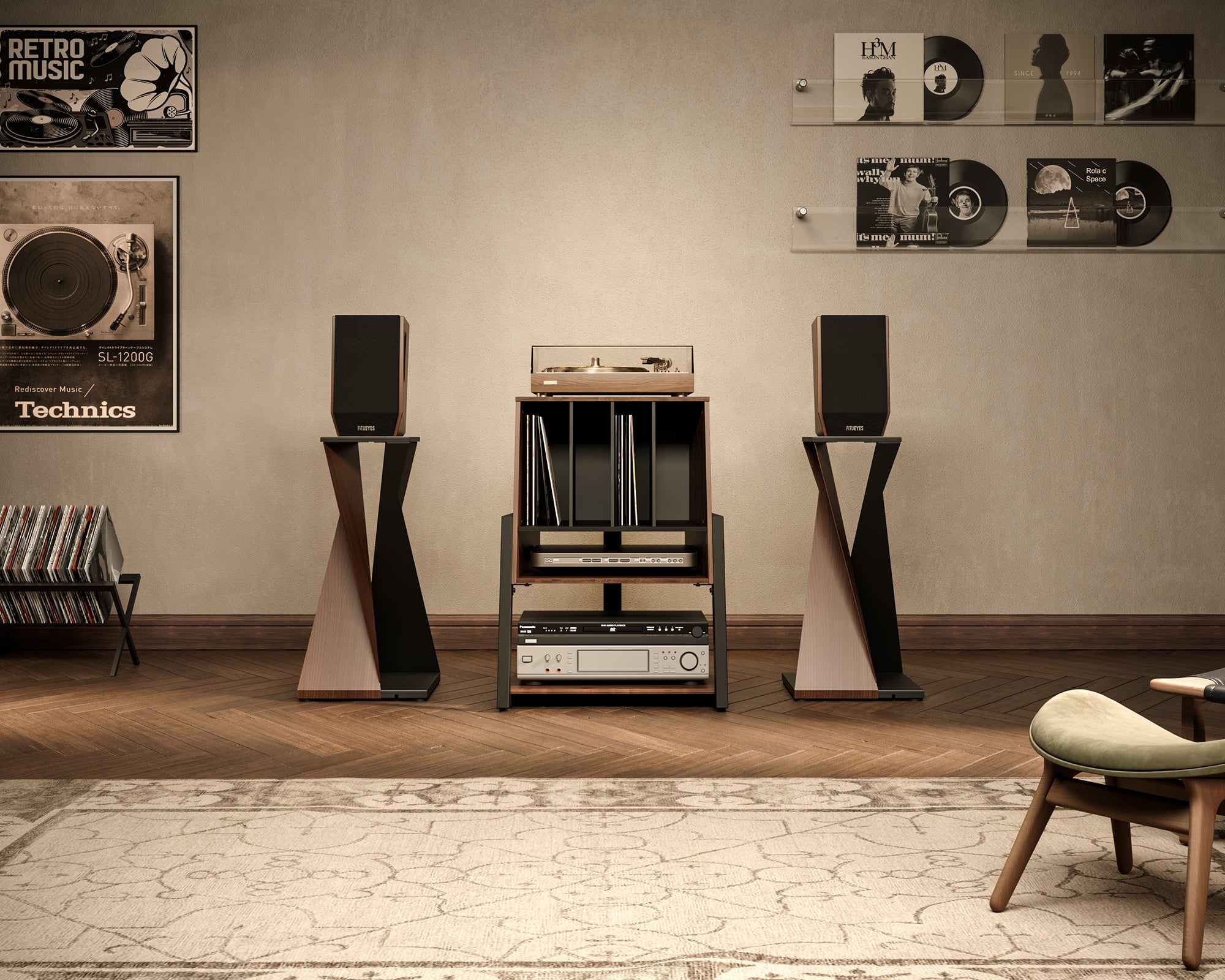 Eiffel Series ™ platenkast, audio meubel