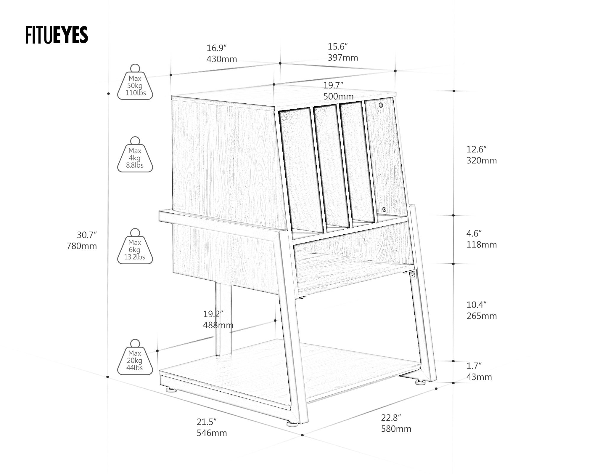 Eiffel Series ™ platenkast, audio meubel